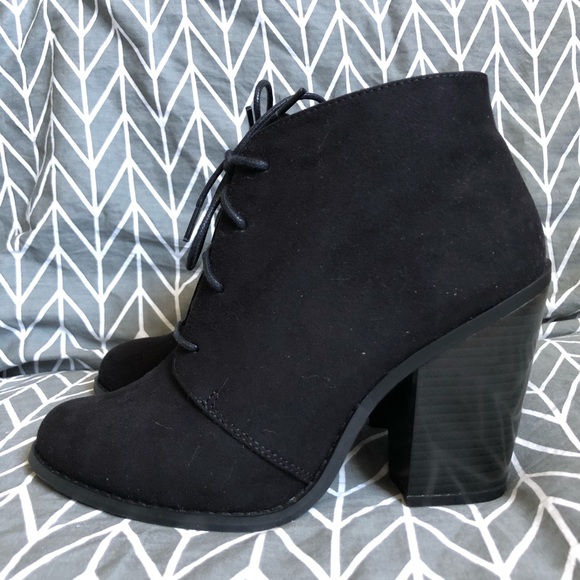 Spring - Black Faux Suede Heeled Boots - Size 8.5 - Picture 5 of 12